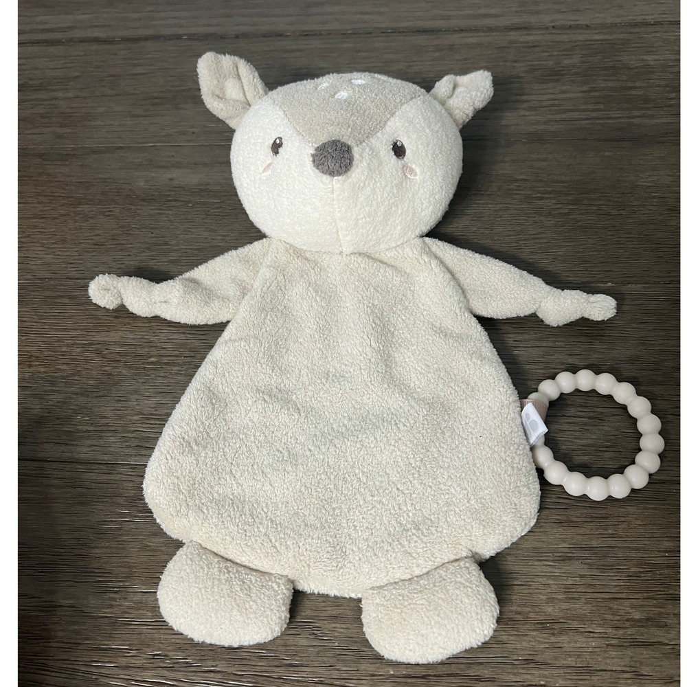 Baby Just Born Deer Baby Lovey Rattle Teether Security Blanket Plush Toy